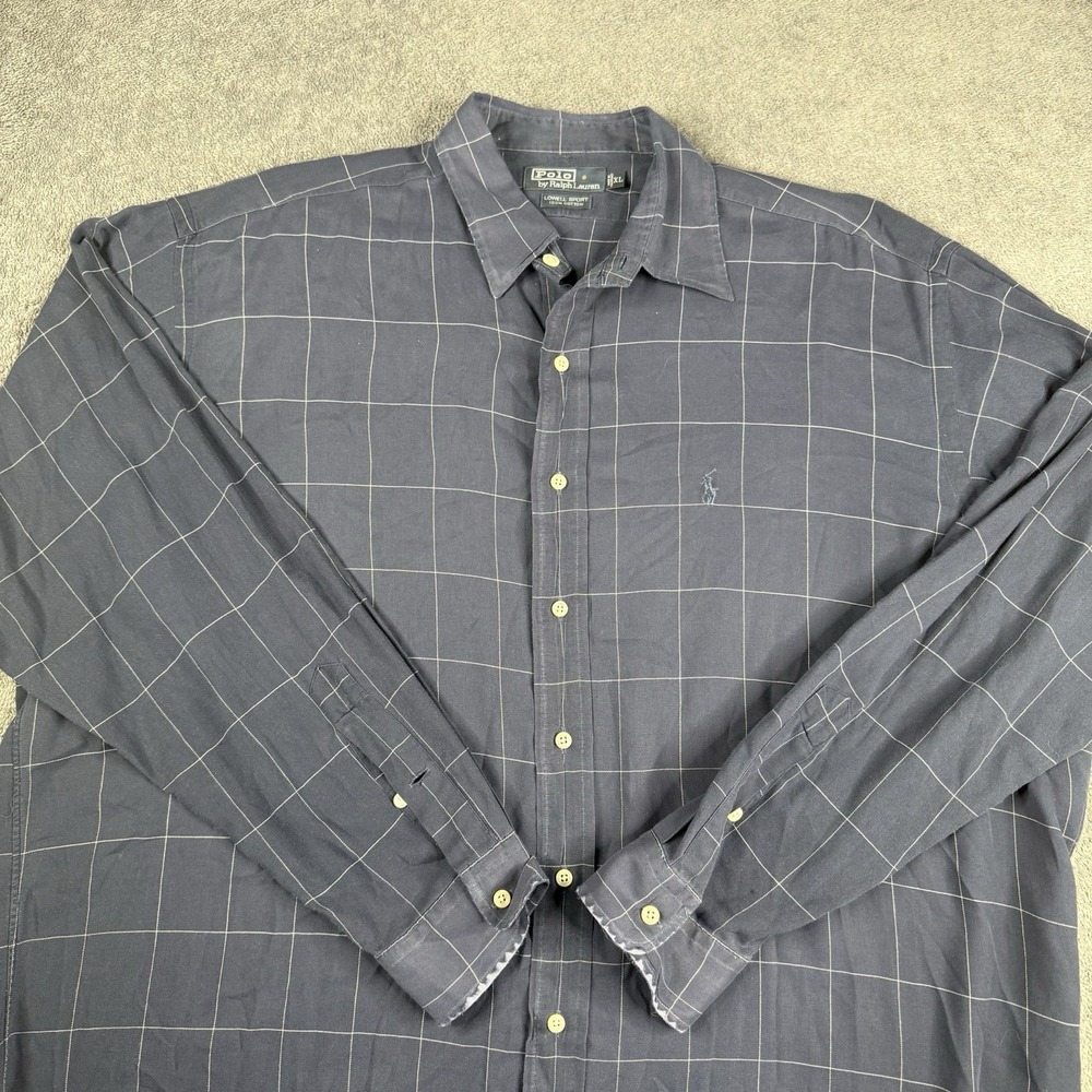 VTG Ralph Lauren Lowell Sport Mens Shirt Size XL Blue Button Up Long Sleeve